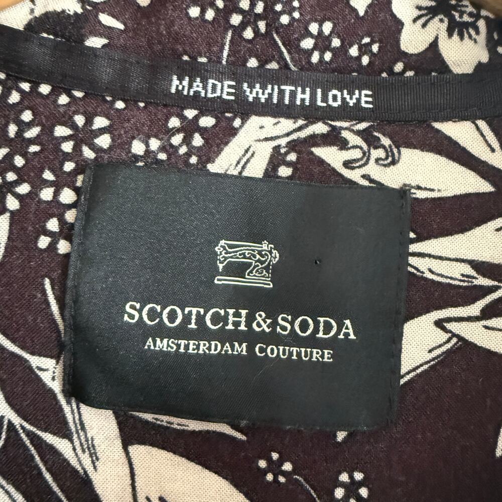 SCOTCH & SODA | Men's Brown Hawaiian Aloha Toucan Shirt with Knit inset Medium - Picture 4 of 10